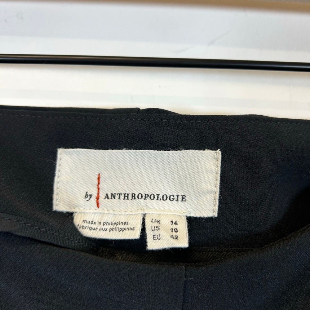 Anthropologie Flare Trousers Black Size 10 High Rise Wide Leg Statement Chic - Picture 6 of 10
